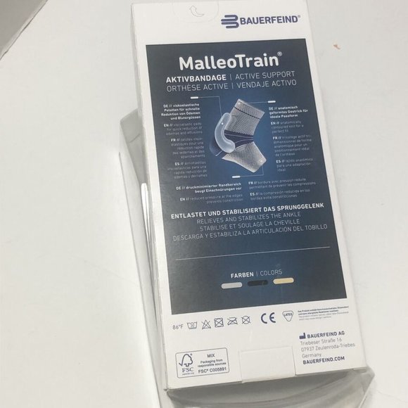 Bauerfeind Malleotrain Left Brace Ankle Support Size 6 Black NEE Bandage Support - Picture 2 of 4